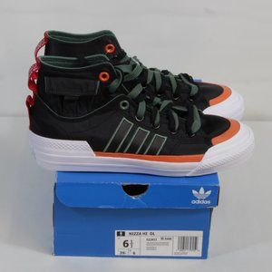 Adidas Originals Unisex Black Green & Orange Nizza Hi DL Fashion Sneaker…